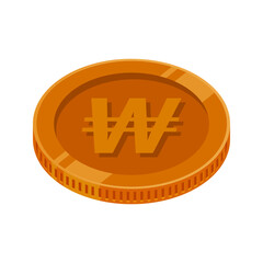 Korean Won Bronze Coin Money Copper Vector