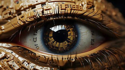 Close-up illustration of a digital tech eye (Generative AI)