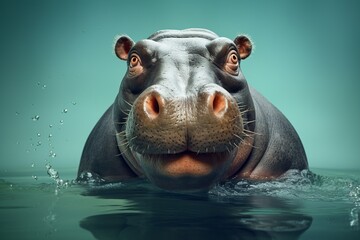 close up portrait of hippopotamus