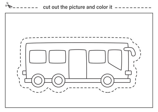 Cut out picture and color it. Black and white worksheet for kids. Cutting practice for preschoolers.