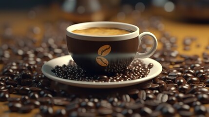 International coffee day background generates coffee and coffee shop cartoon illustrations.AI generated.  
