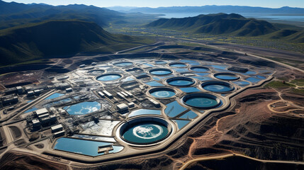 Aerial View of a Massive Salt Mine Complex  - obrazy, fototapety, plakaty