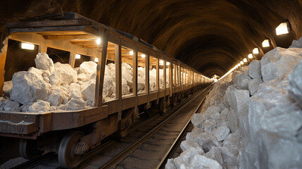 Salt Mine Train Carrying Loads of Salt 