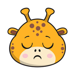 Giraffe Smirking Sleepy Face Sticker Emoticon Head Isolated
