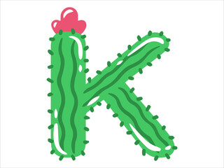 Cactus Alphabet Letter K Illustration