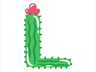 Cactus Alphabet Letter L Illustration