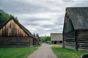 interiors in Fort William Historical Park, aboriginal village, Thunder Bay, Ontario, Canada - may...