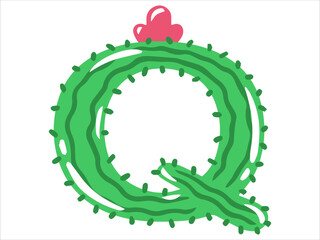 Cactus Alphabet Letter Q Illustration