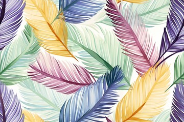 Fototapeta na wymiar A repeatable pattern of colourful tropical leaves, watercolour. Seamless floral pattern.