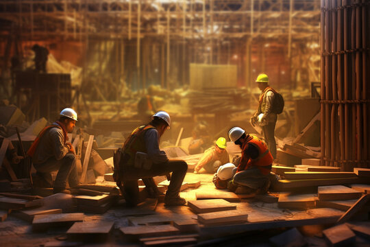 Construction workers, soft lightinig