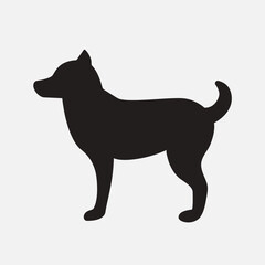 Dog silhouette. Black pet side view. Vector illustration on white background. Isolated