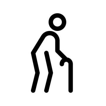 recommend clip art: Old man with cane line icon