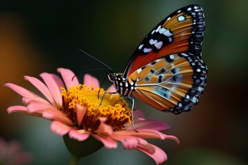 Fototapeta na wymiar butterfly on flower made by midjeorney