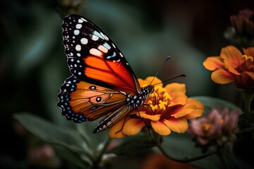 Fototapeta na wymiar monarch butterfly on flower made by midjeorney