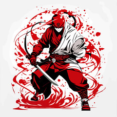 illustration warrior ninja pop art