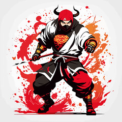 illustration warrior ninja pop art