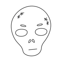 halloween skull line black scary element icon