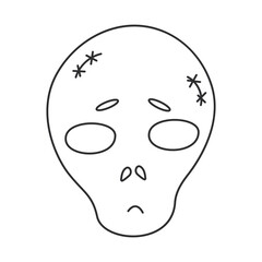 halloween skull line black scary element icon