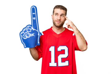 sports fan man over isolated chroma key background having doubts and thinking
