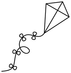 Kite line icon. Coloring book page for children.