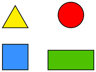 Geometric basic shape triangle, circle, square and rectangle. 