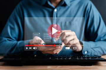 E-learning online class with document workshop in online class, watching video on internet, video...