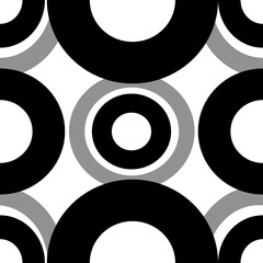 Abstract of seamless black donut pattern on white background for background and texture concept 
