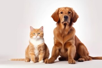 Portrait of dog and cat side by side, AI generated