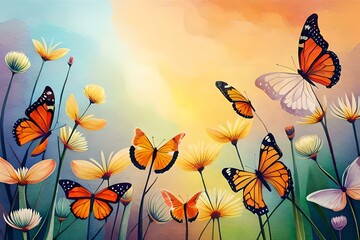 butterfly on the flower generated by AI technology