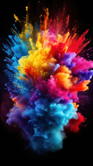 Fototapeta na wymiar Colorful rainbow holi paint color powder explosion isolated on black background. 