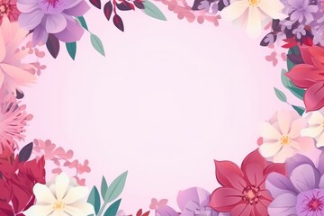 Naklejka premium Beautiful spring flowers floral border frame with copy space for text, AI generated