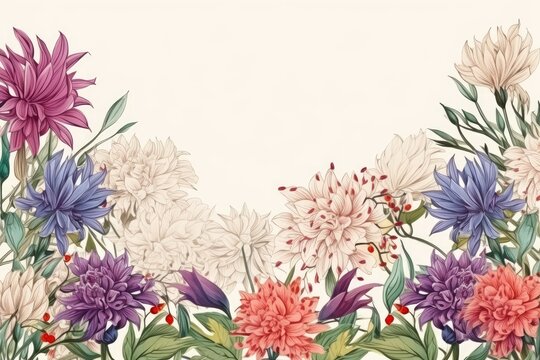 Beautiful spring flowers floral with copy space for text, AI generated