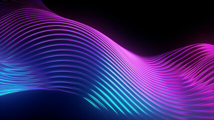 Fototapeta na wymiar 3d illustration of a stereo strip of different colors geometric stripes similar to waves abstract blue and pink glowing