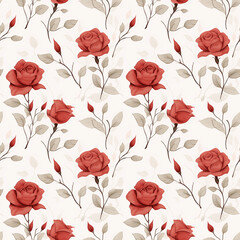Seamless Pattern drawing of red roses for the festival of love and valentine.