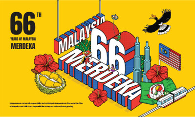 Malaysia 66th Independence Day Background Design - obrazy, fototapety, plakaty