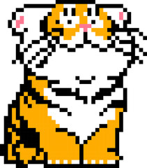 Fototapeta premium Tiger cartoon icon in pixel style