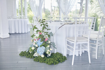 table and chairs in a garden