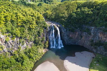 Cascade Niagara on Reunion Island aerial view by drone