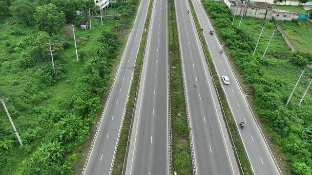 Aerial View of Dhaka-Mawa-Bhanga Expressway Daytime. 4k