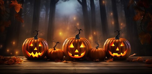 Halloween pumpkin in the dark night