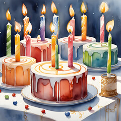 Birthday Party Cakes, yummy, tasty, delicious cakes with some candles, dessert time, high tea.