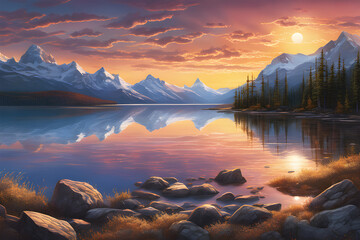 sunset in the mountains