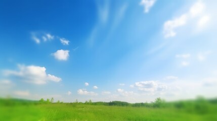 Fototapeta na wymiar World Environment Day concept: Blue sky and beautiful cloud with meadow, Generative AI
