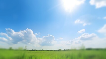Fototapeta premium World Environment Day concept: Blue sky and beautiful cloud with meadow, Generative AI