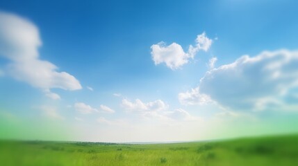 Fototapeta na wymiar World Environment Day concept: Blue sky and beautiful cloud with meadow, Generative AI