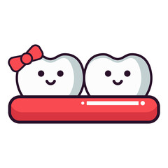 Fototapeta premium Teeth Love Set Icon Outline Fill Style