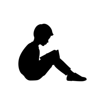 recommend clip art: Silhouette of a boy reading a book.