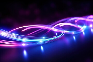 Obraz premium abstract futuristic background with pink blue glowing neon moving high speed wave lines and bokeh lights. Data transfer concept Fantastic wallpaper