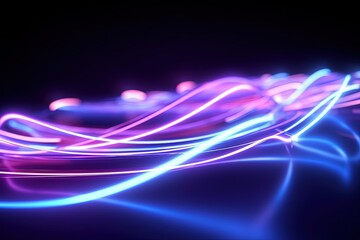 Fototapeta premium abstract futuristic background with pink blue glowing neon moving high speed wave lines and bokeh lights. Data transfer concept Fantastic wallpaper