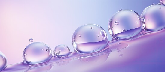 A delicate blue-violet background with macro photos of oil bubbles on water is perfect for advertising